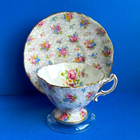 VTG Hammersley & Co England Teacup & Saucer 1940’s Pink Rose Floral CHINTZ 2348 - Picture 14 of 14